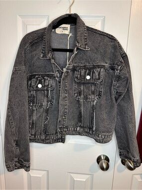Savanna Jane Black Washed Cropped Denim Jacket